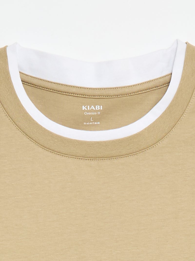 Camiseta oversize efecto 2 en 1 +1m90 Beige - Kiabi