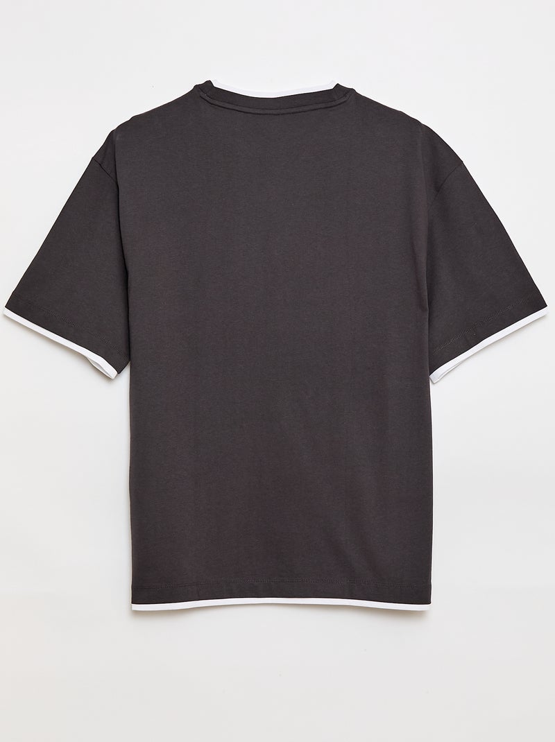 Camiseta oversize efecto 2 en 1 +1m90 Gris oscuro - Kiabi