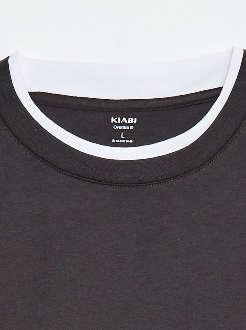 Camiseta oversize efecto 2 en 1 +1m90 Gris oscuro - Kiabi