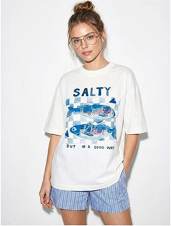 Camiseta oversize estampada de cuello redondo lucci