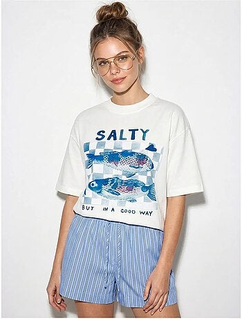 Camiseta oversize estampada de cuello redondo lucci