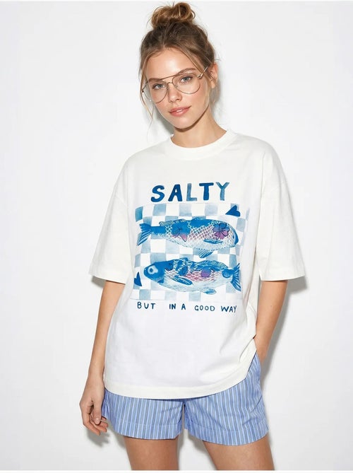Camiseta oversize estampada de cuello redondo lucci - Kiabi