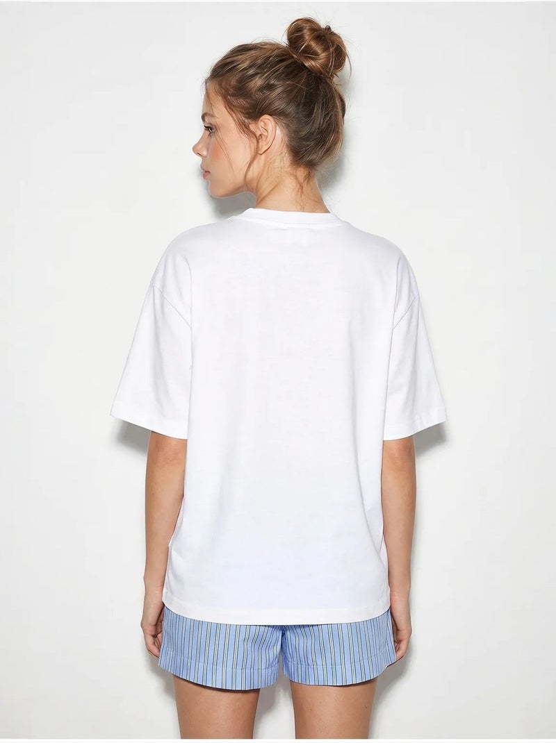 Camiseta oversize estampada de cuello redondo lucci Blanco - Kiabi