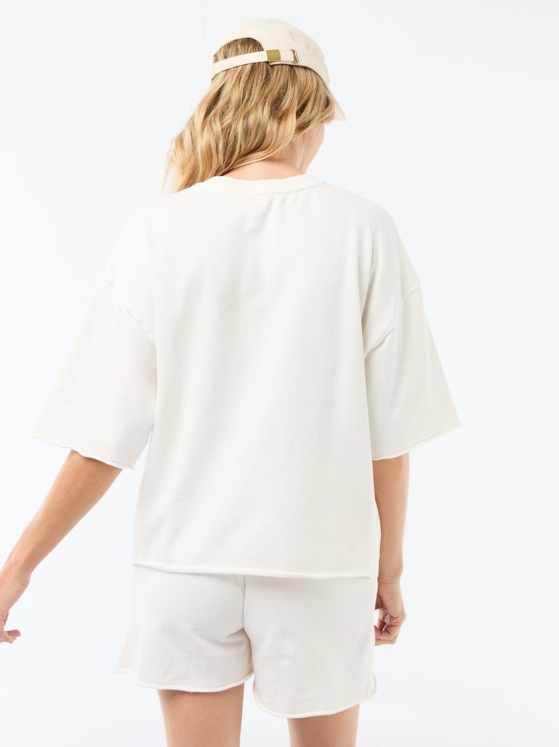 Camiseta oversize estampada de manga corta Blanco - Kiabi