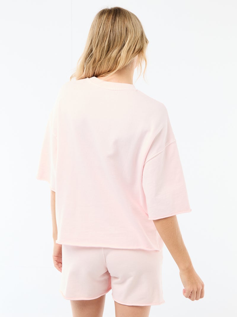 Camiseta oversize estampada de manga corta Rosa - Kiabi