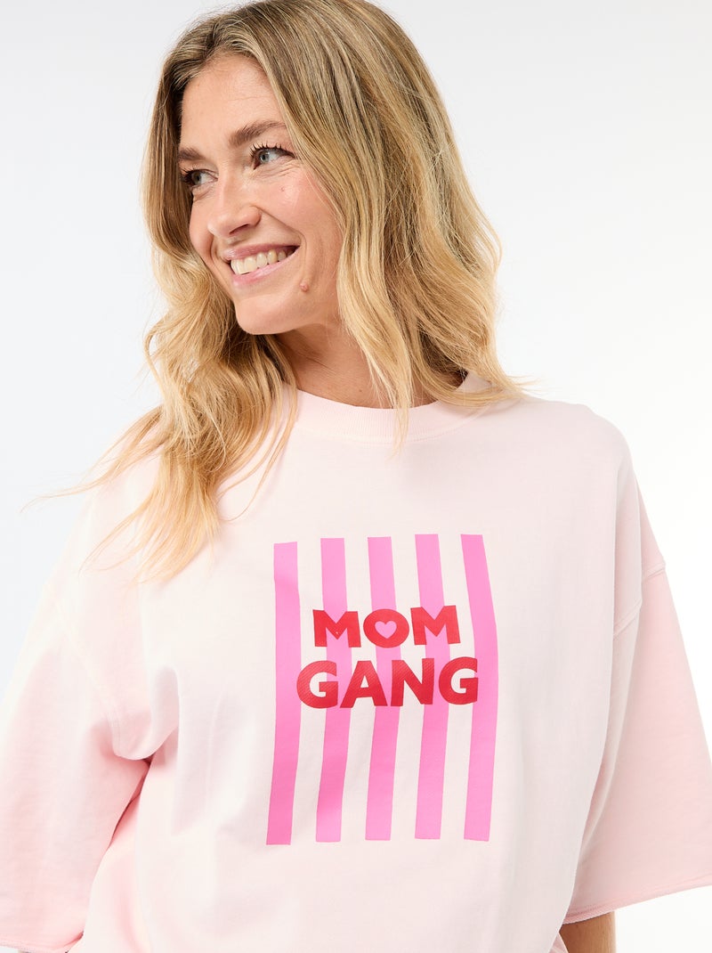 Camiseta oversize estampada de manga corta Rosa - Kiabi
