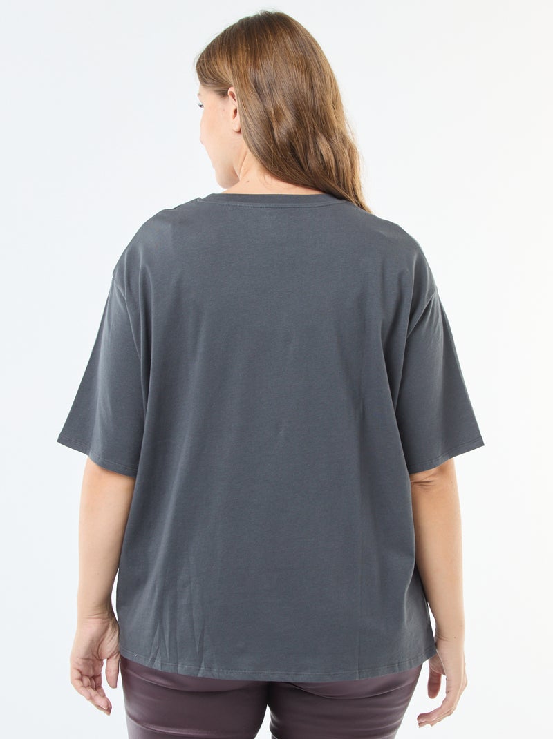Camiseta oversize estampada Negro - Kiabi