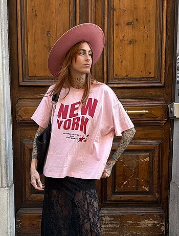 Camiseta oversize estampada