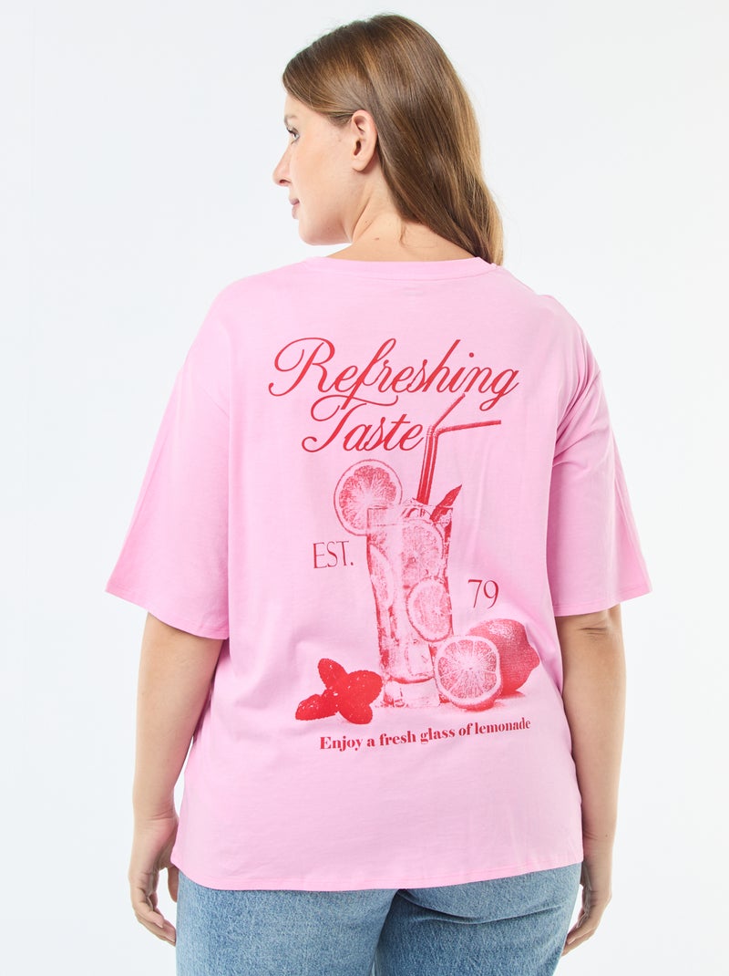 Camiseta oversize estampada Rosa - Kiabi