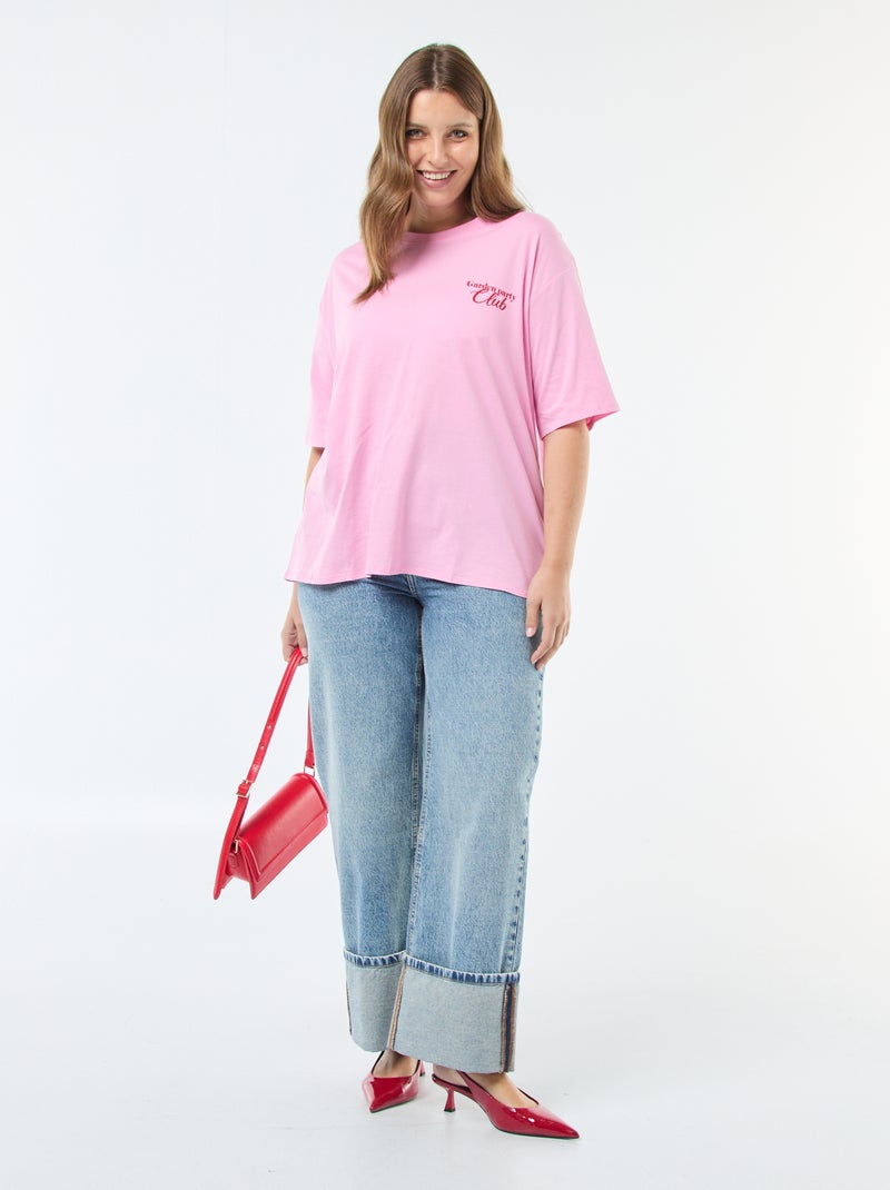 Camiseta oversize estampada Rosa - Kiabi