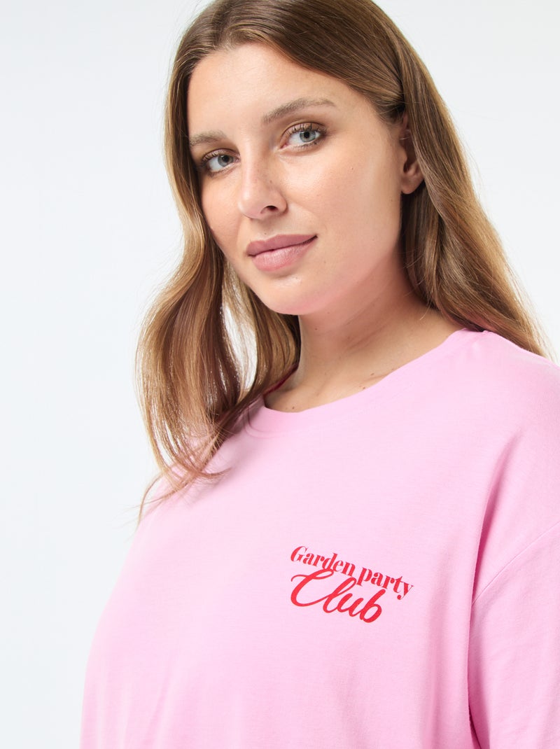 Camiseta oversize estampada Rosa - Kiabi