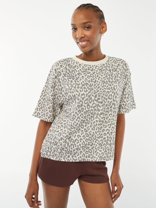 Camiseta oversize estampado leopardo - Kiabi