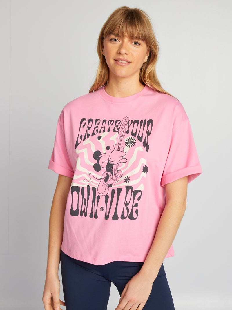 Camiseta oversize estilo hippie 'Mickey' de 'Disney' ROSA - Kiabi