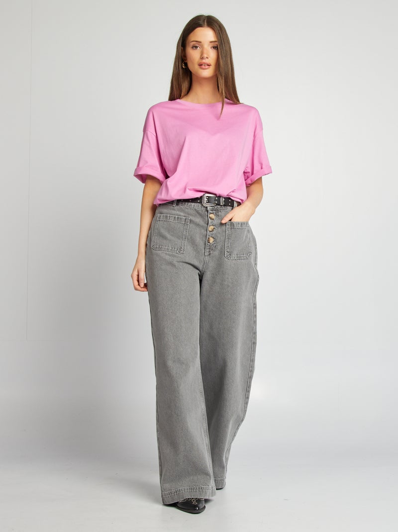Camiseta oversize lisa de manga corta ROSA - Kiabi