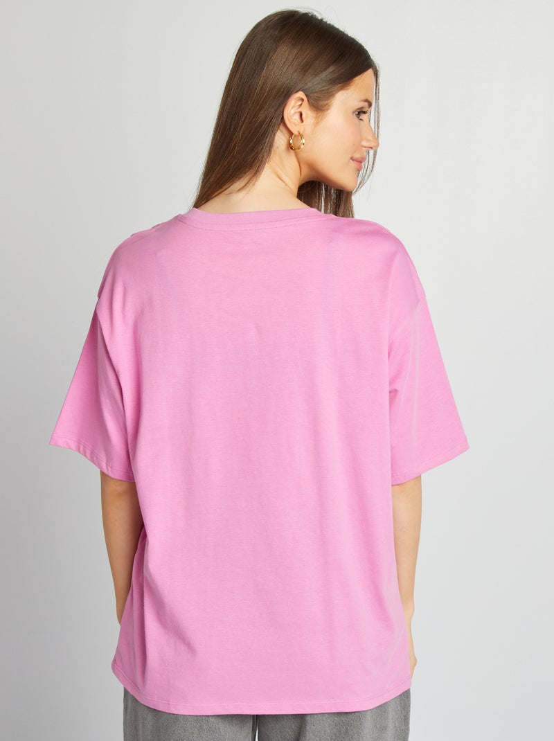 Camiseta oversize lisa de manga corta ROSA - Kiabi