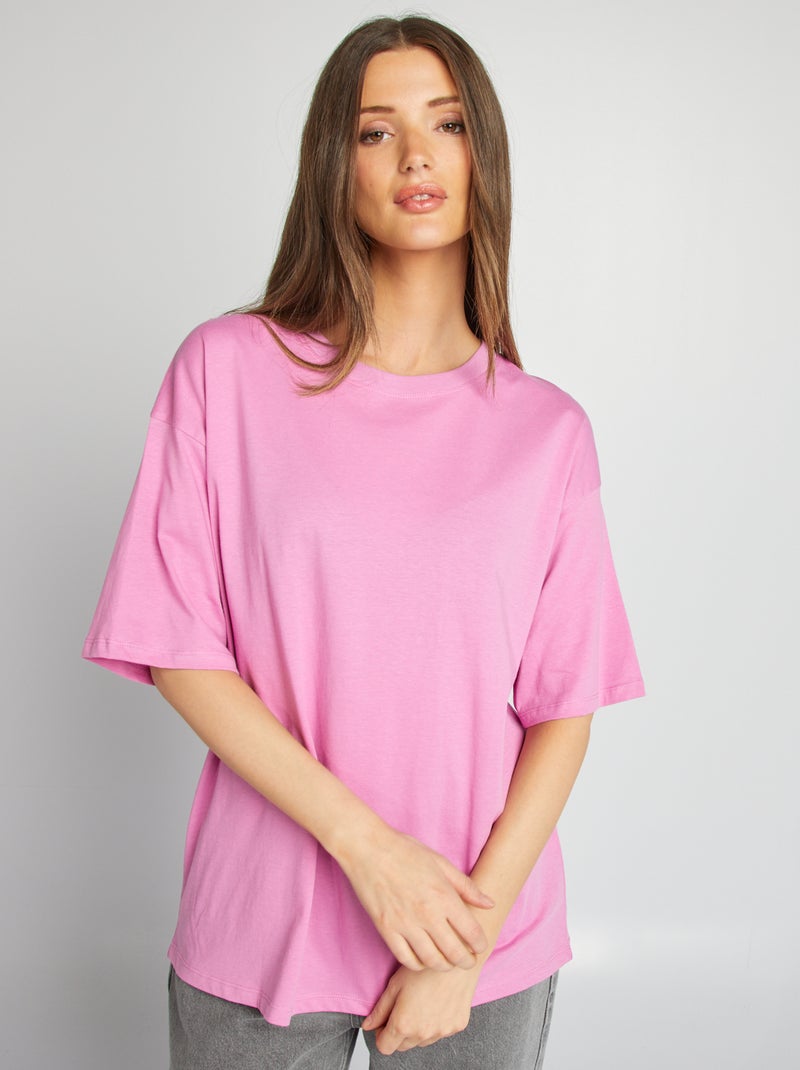 Camiseta oversize lisa de manga corta ROSA - Kiabi
