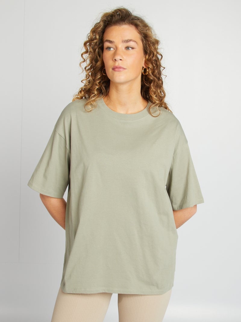 Camiseta oversize lisa de manga corta VERDE - Kiabi