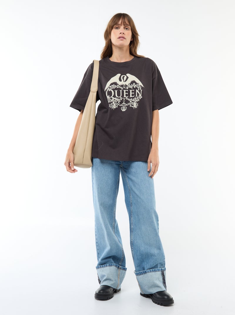 Camiseta oversize 'Queen' Negro - Kiabi