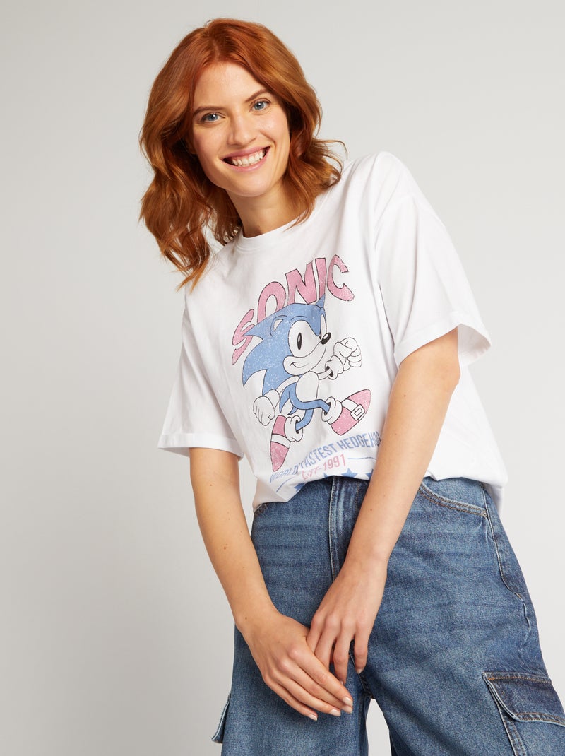 Camiseta oversize 'Sonic' blanco - Kiabi