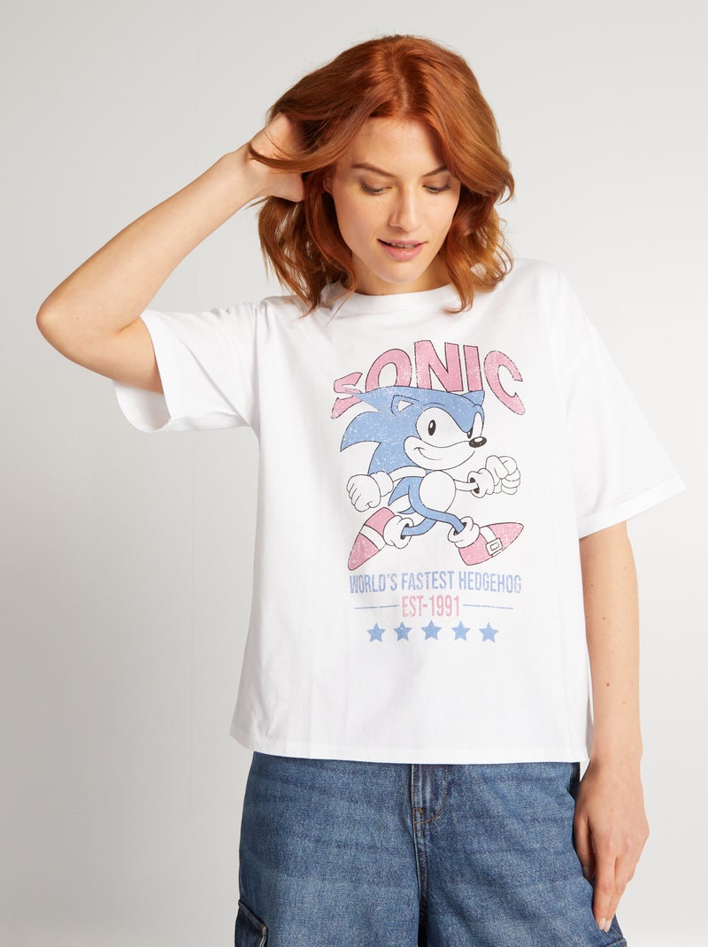 Camiseta oversize 'Sonic' blanco - Kiabi