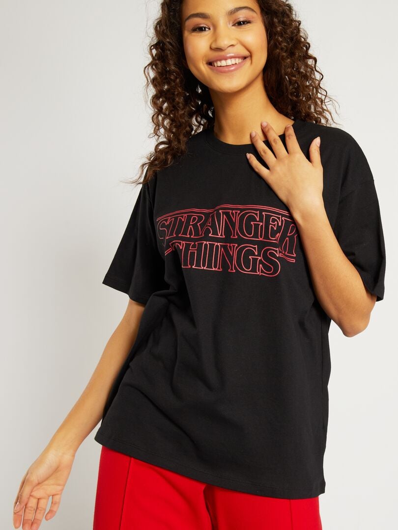 Camiseta oversize 'Stranger Things' Negro - Kiabi
