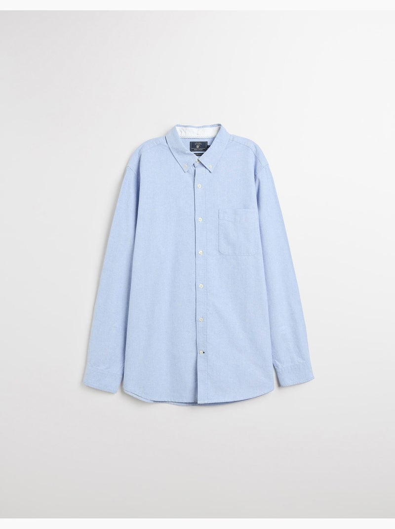Camiseta Oxford de manga larga para hombre, MO Fashion Azul - Kiabi