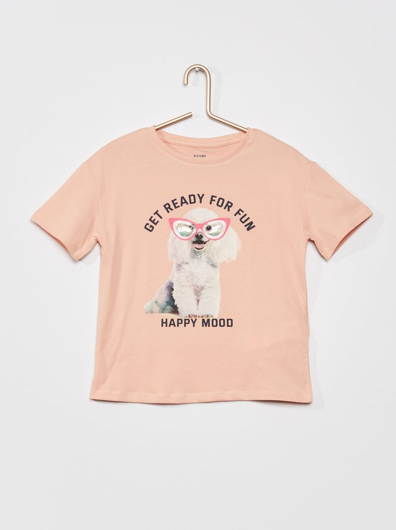 Camiseta 'perro' de cuello redondo ROSA - Kiabi