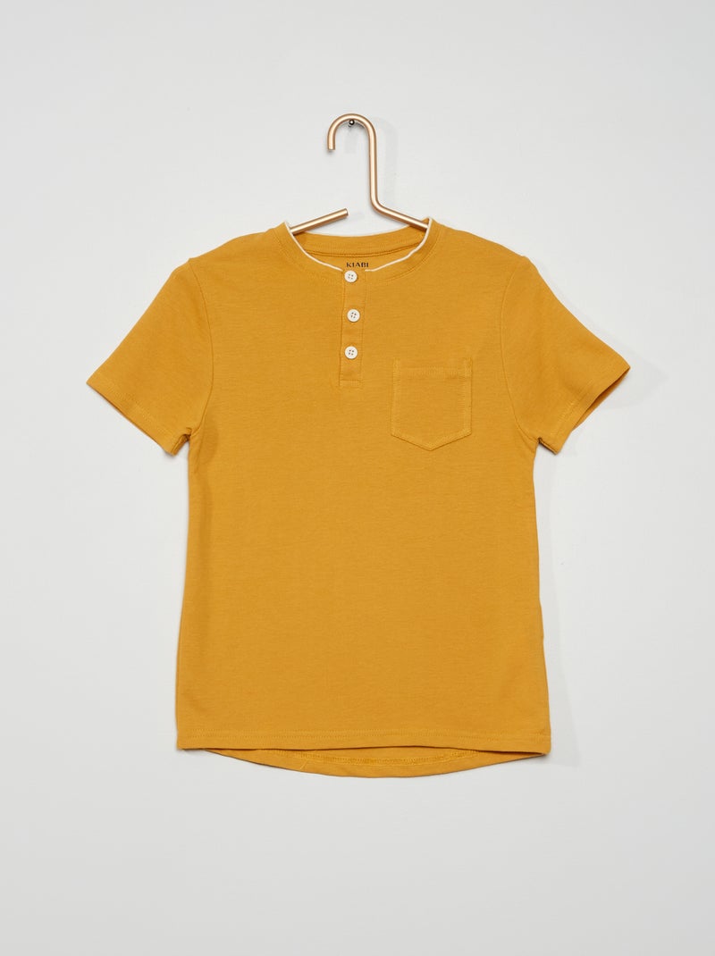 Camiseta pespunteada con cuello panadero AMARILLO - Kiabi