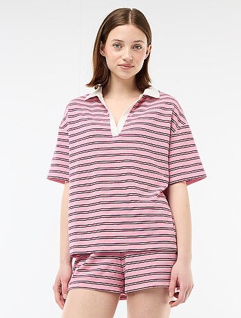 Camiseta polo ancha en tejido de rizo