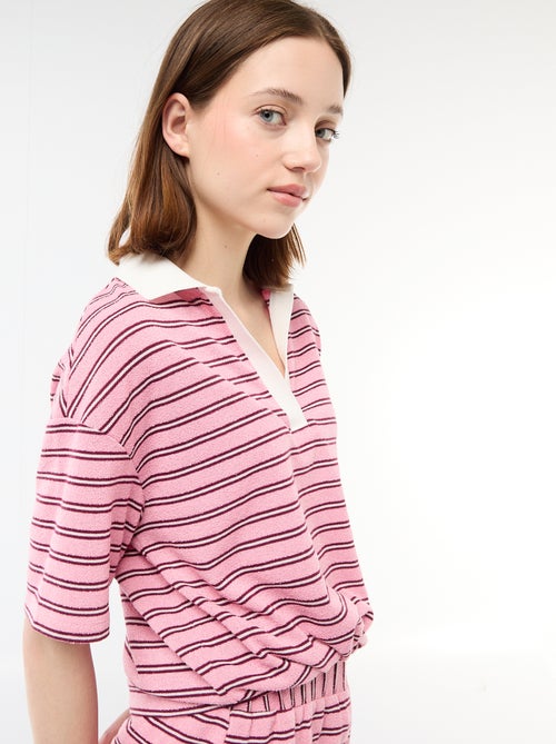 Camiseta polo ancha en tejido de rizo - Kiabi