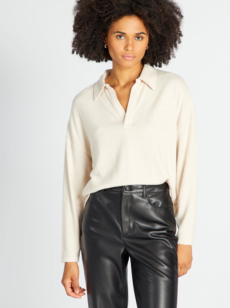 Camiseta polo de punto suave BEIGE - Kiabi