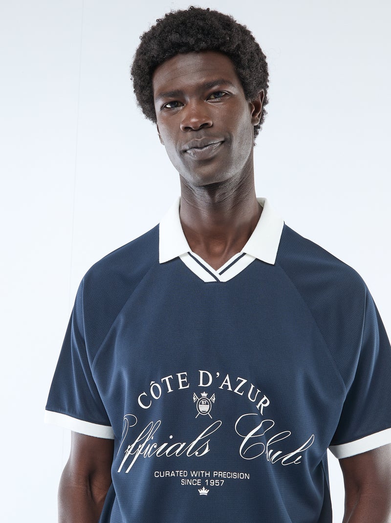 Camiseta polo estampada con mensaje Azul - Kiabi