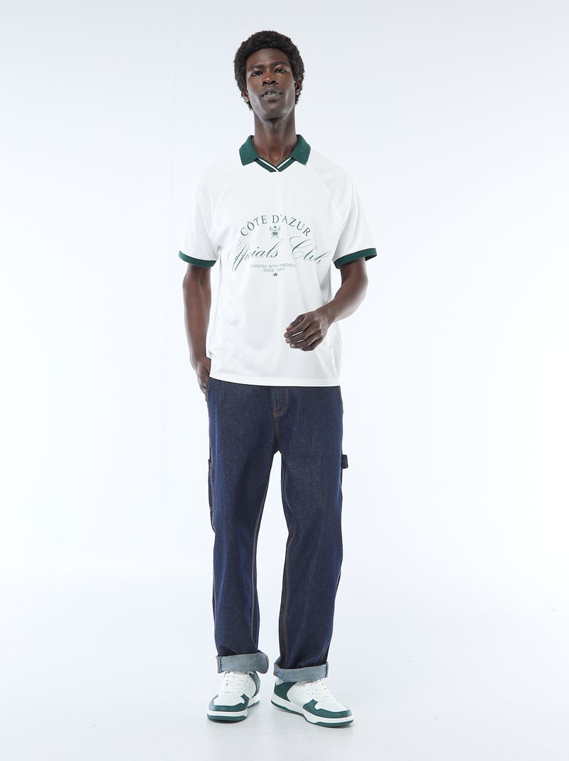 Camiseta polo estampada con mensaje Blanco - Kiabi
