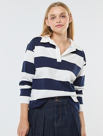 Camiseta polo oversize de rayas