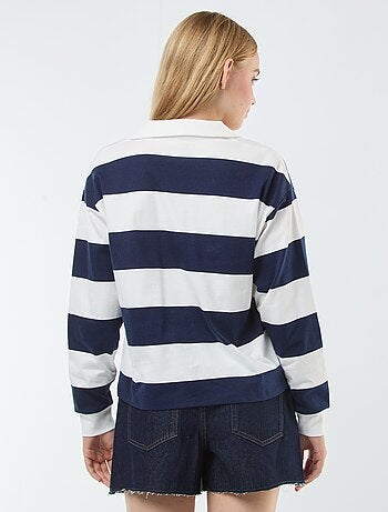 Camiseta polo oversize de rayas