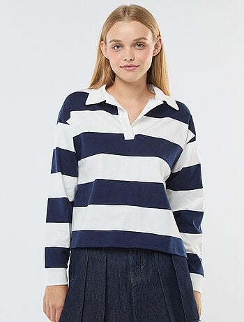 Camiseta polo oversize de rayas