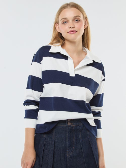 Camiseta polo oversize de rayas - Kiabi