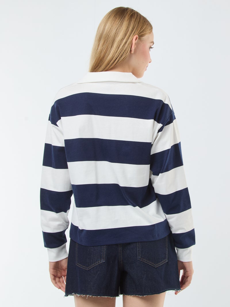 Camiseta polo oversize de rayas Azul - Kiabi