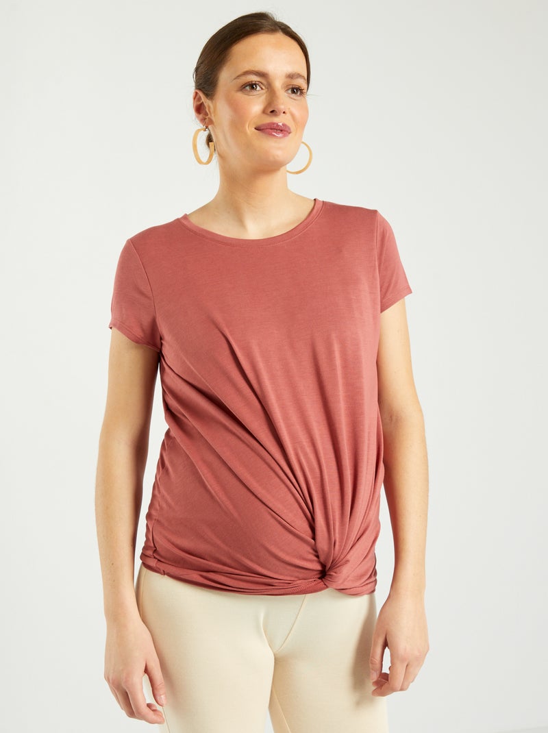 Camiseta premamá anudada por delante ROJO - Kiabi