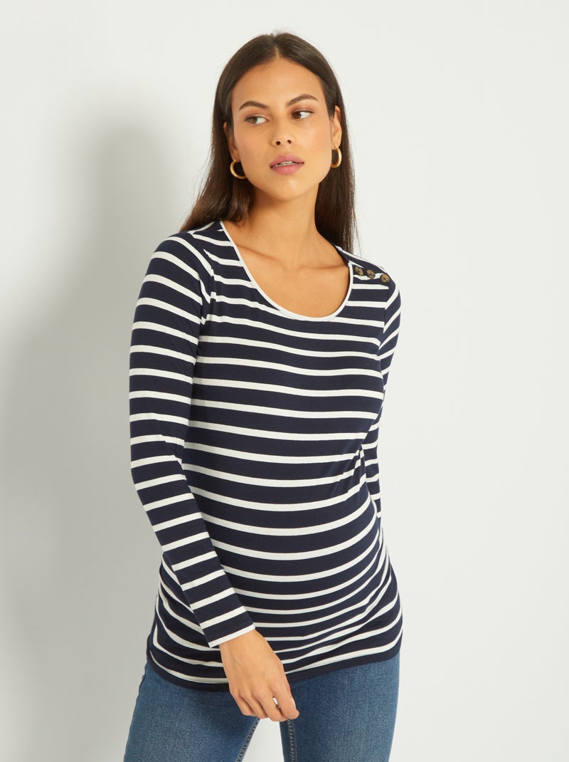 Camiseta premamá básica AZUL - Kiabi
