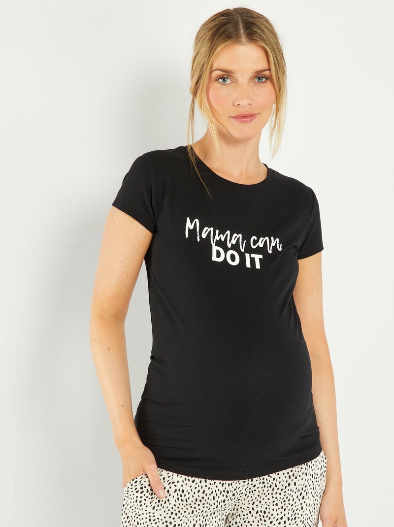 Camiseta premamá con mensaje NEGRO - Kiabi