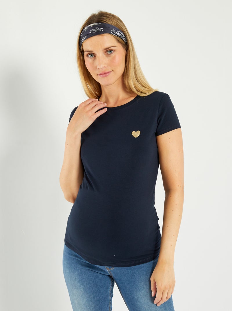 Camiseta premamá de corte recto AZUL - Kiabi