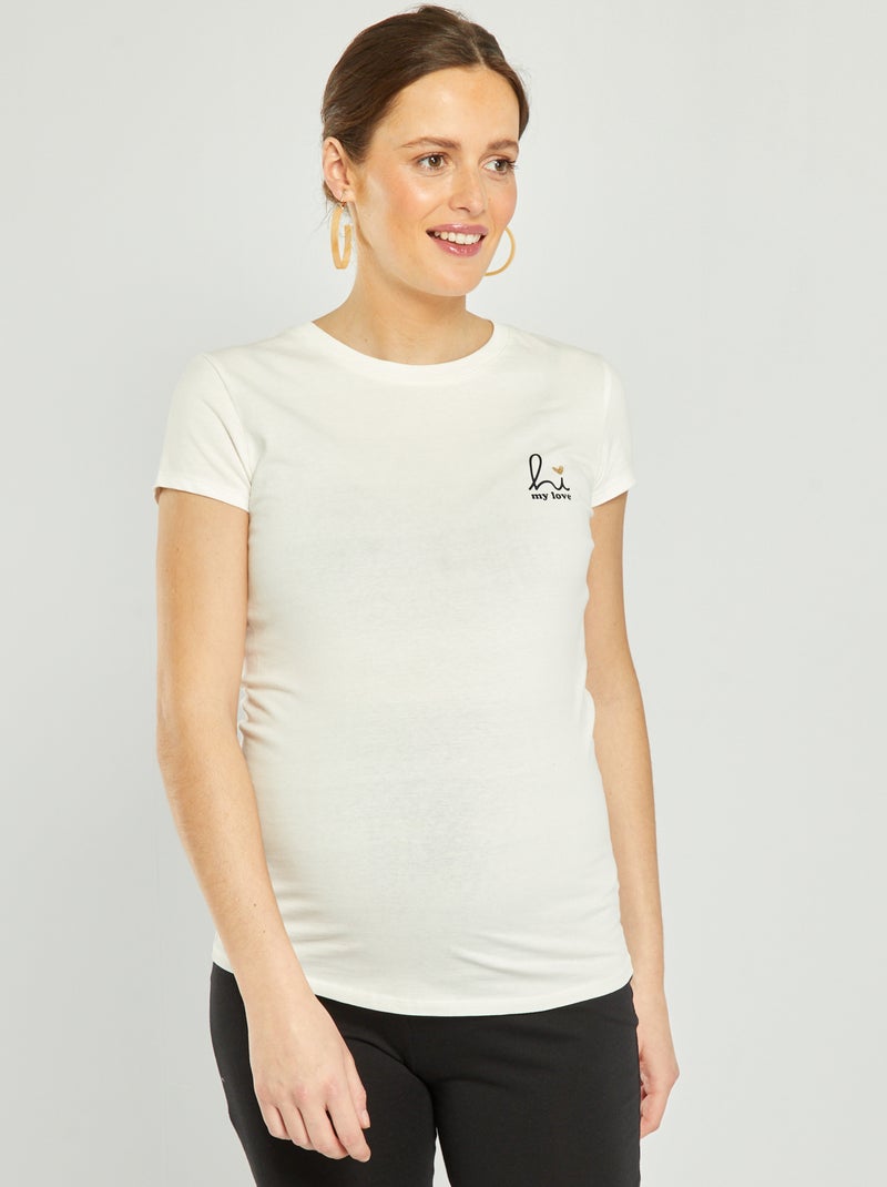 Camiseta premamá de corte recto BLANCO - Kiabi