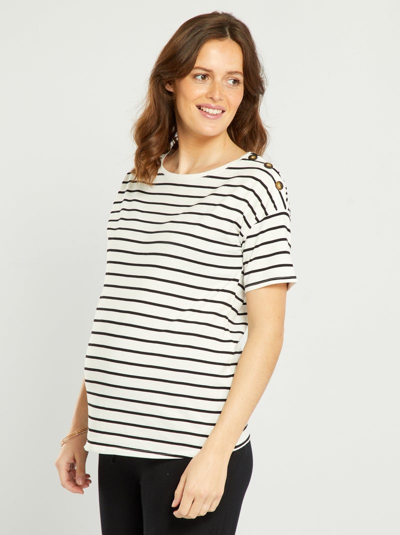 Camiseta premamá de estilo marinero BLANCO - Kiabi