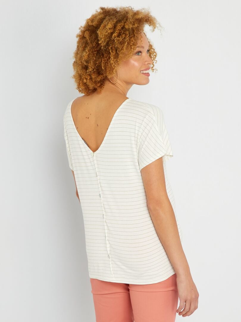 Camiseta premamá de punto a rayas blanco nieve - Kiabi