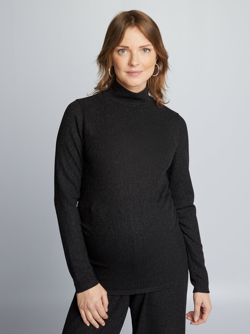 Camiseta premamá de punto metalizado NEGRO - Kiabi