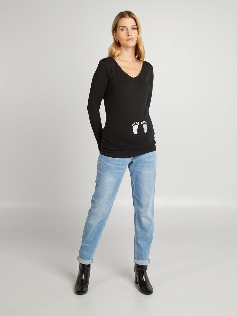 Camiseta premamá de punto negro - Kiabi