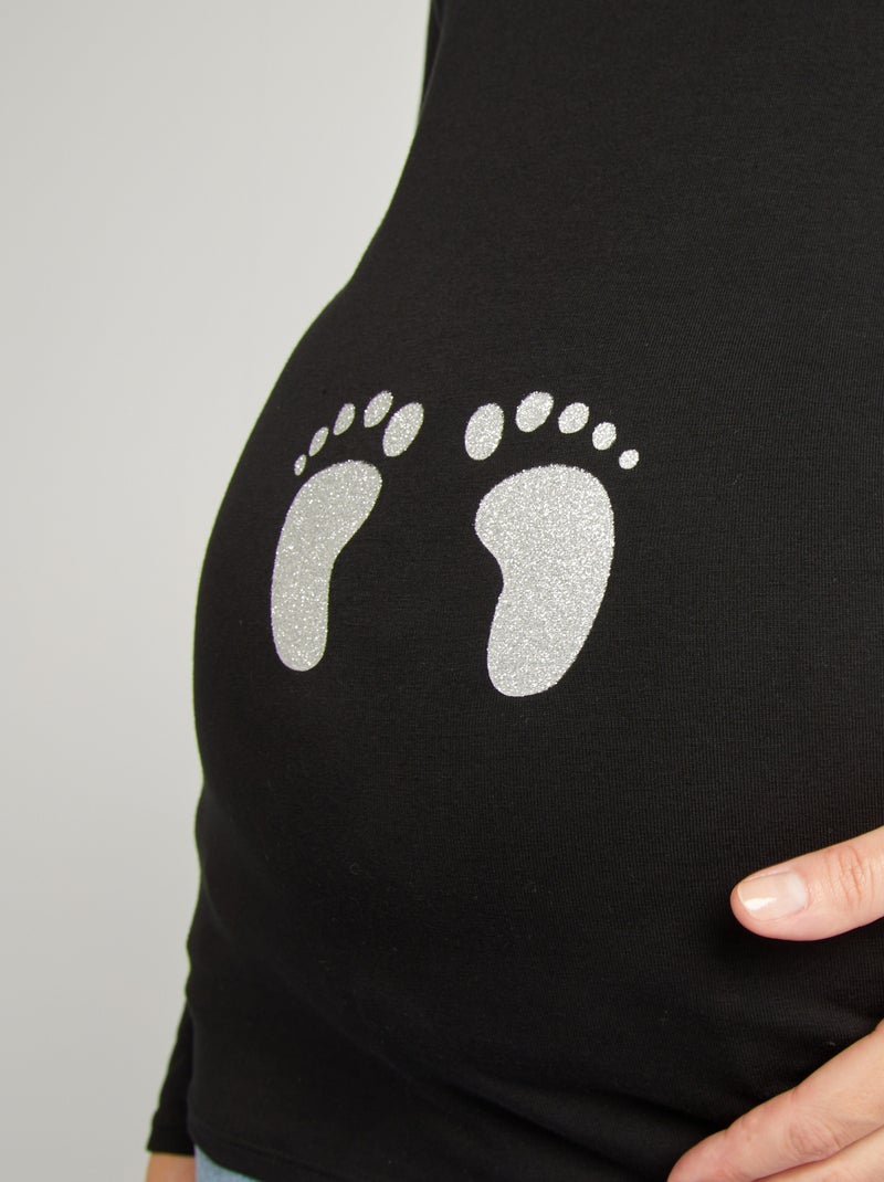 Camiseta premamá de punto negro - Kiabi