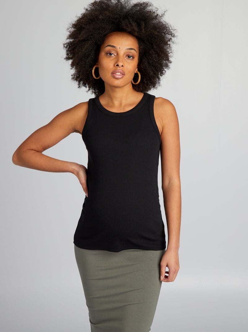 Camiseta premamá de tirantes negro - Kiabi