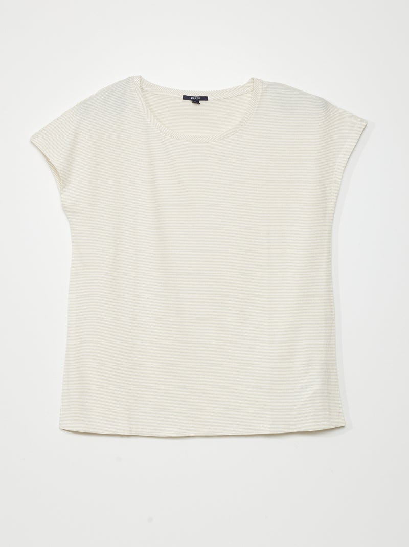Camiseta premamá manga corta de rayas finas Blanco - Kiabi